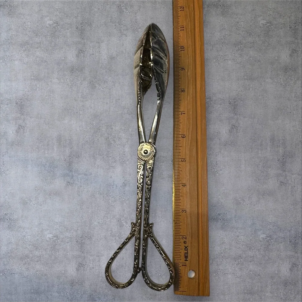 International Silver Co Serving Tongs Scissor Leaf Silver Plated‎ Vintage